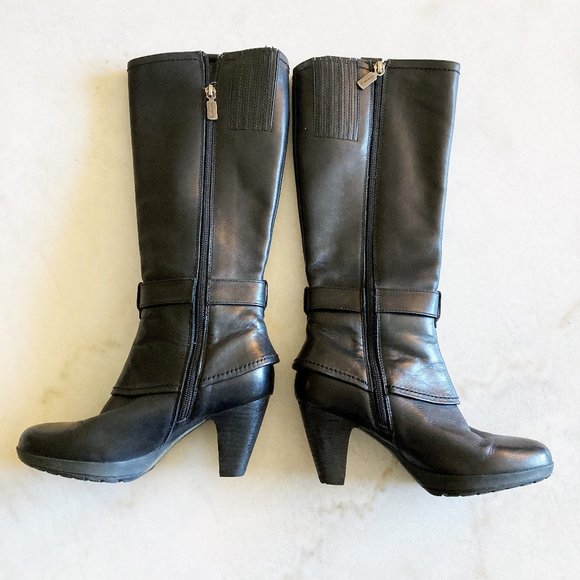 New! Blondo Canada tall black leather boots, waterproof, platform heels, buckles - Picture 3 of 9